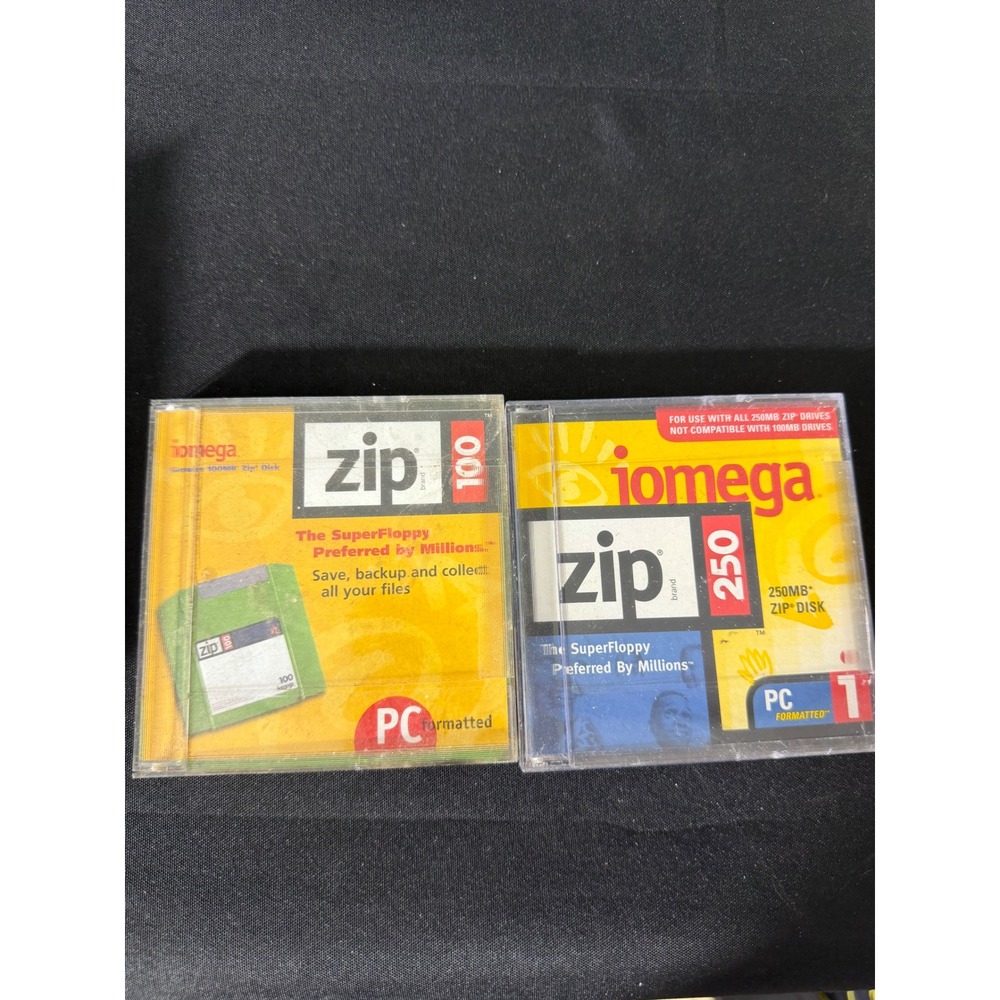Iomega Zip Disks Lot 100MB 250MB PC Formatted Vintage Storage Media 2pk